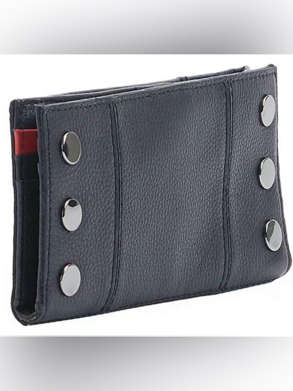 New Hammitt Black Leather 110 North Wallet Gunmetal Hardware